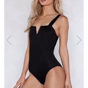 Nasty Gal Black V-Neck Bodysuit